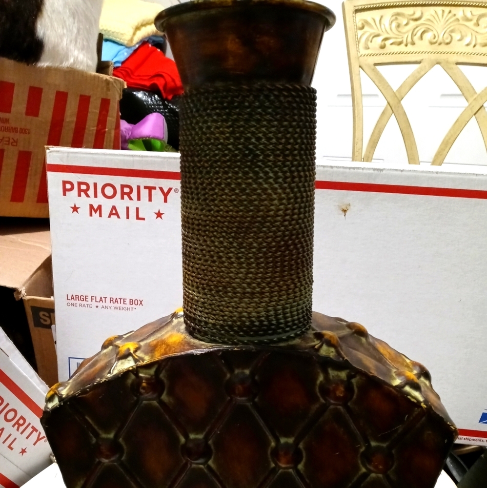 💐PIER 1 LARGE VINTAGE METAL FLOWER VASE🏣SIZE 16"×11",NICE VINTAGE GIFT.